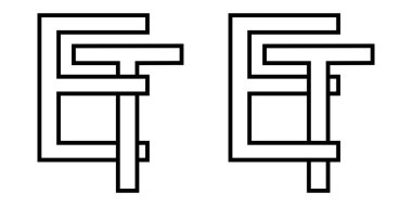 Logo işareti ve simge işareti birbirine karışmış harfler T, E vektör logosu ve ilk büyük harf şablon alfabesi e, t, t