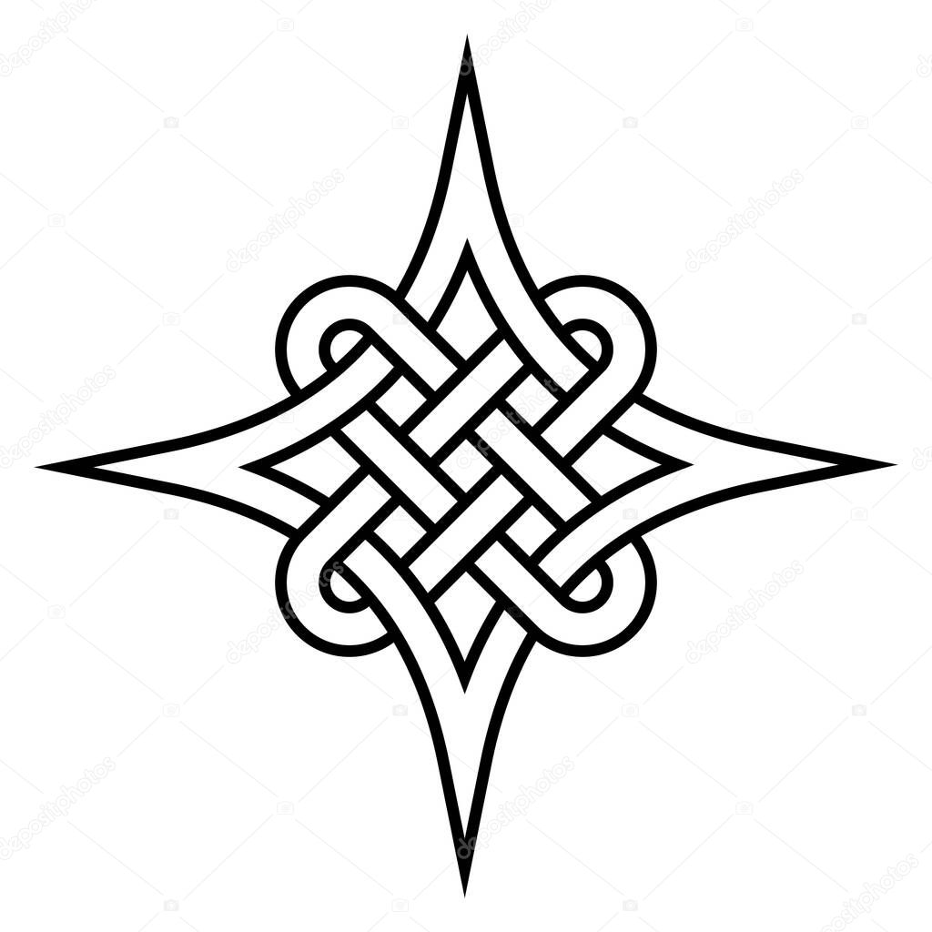 Celtic quaternary knot of eternity, vector celtic pattern symbol close connection and eternal love