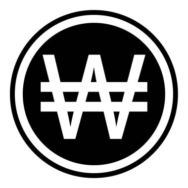 Kore Won Para Birimi Simgesi. Yuvarlak bir bozuk para.