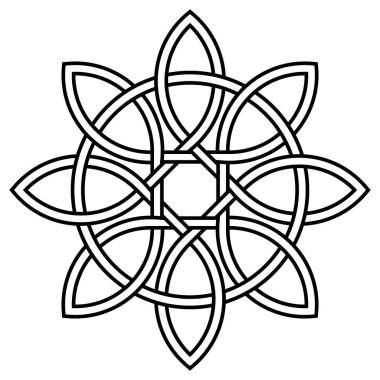 Kelt taç yaprakları, doğa döngüsü ve uzun yaşam döngüsü, Tibet sembolü sonsuz yaşam ve aşk düğümü.