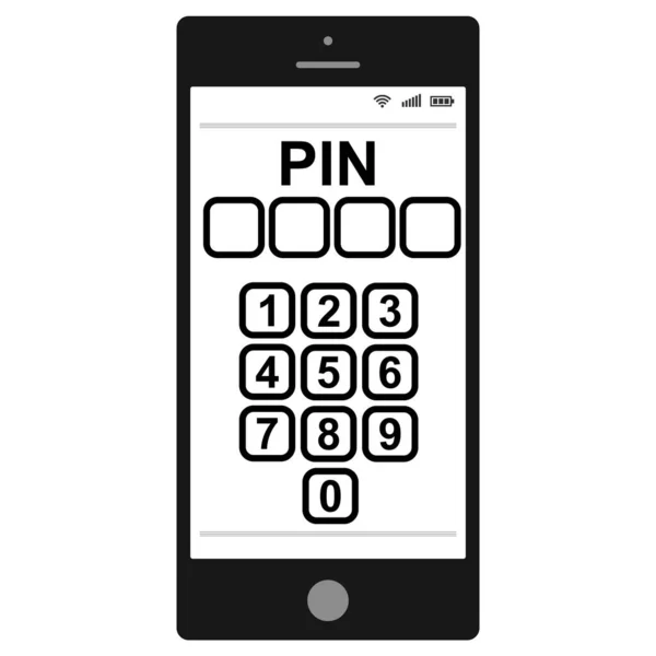 Introducir un código PIN en un teléfono inteligente, código de pin vectorial número de identificación personal para proteger los datos personales — Archivo Imágenes Vectoriales