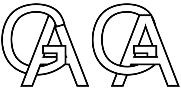 Logo signo ga ag signo icono entrelazado letras a, g vector logo ga, ag primer alfabeto letras mayúsculas patrón g, a — Vector de stock