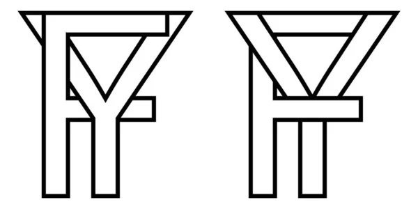 Signe de logo fy, signe d'icône yf lettres entrelacées y, logo vectoriel F yf, fy premiers lettres majuscules motif alphabet y f — Image vectorielle