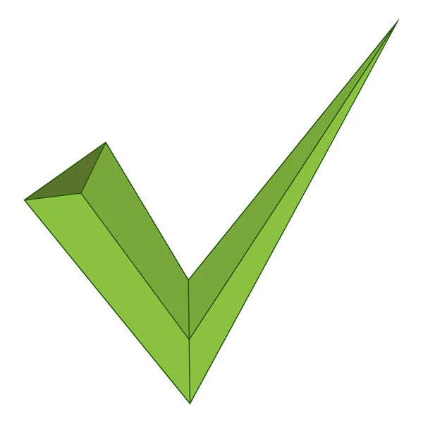 3d značka schválení typu přijata kontrolní značka, vektorový symbol ano ok plochý, vektorový znak — Stockový vektor
