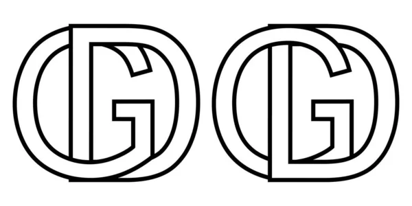 Logo signo gd y dg icono signo entrelazado letras d, g vector logo gd, dg letras mayúsculas patrón alfabeto g, d — Archivo Imágenes Vectoriales