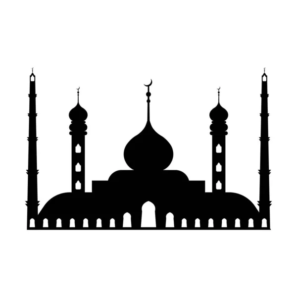 Large Muslim mosque, a place of worship to Allah, vector icon silhouette mosque sign of Islam — Stock Vector