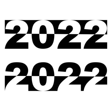 2022 mutlu yeni yıl, siyah beyaz bayrak, 2022 vektörü pozitif negatif stil.