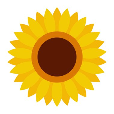 Beyaz arkaplanda düz bir şekilde sevimli ayçiçeği ikonu