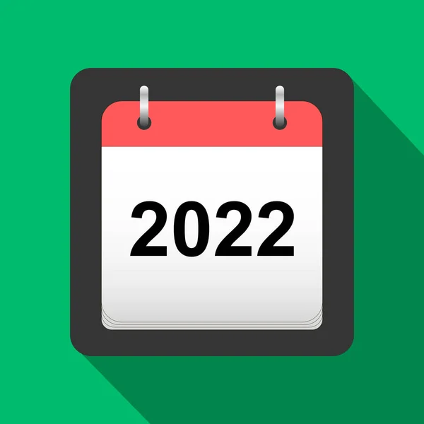 2022 icona piatta del calendario, frontespizio del calendario 2022 in stile piatto, vettoriale — Vettoriale Stock