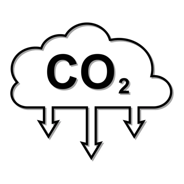 Icon carbon dioxide emissions Co2 cloud with a shadow. Business concept for reducing Co2 gas emissions — Stock Vector