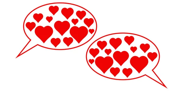 Love date icon compliments, conversation of two lovers speech bubble with hearts — Stock Vector