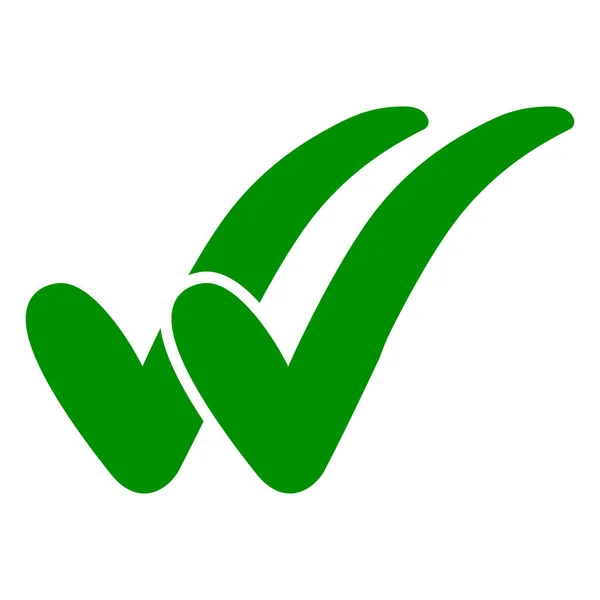 Dubbelcheck icoon, twee groene vinkjes, dubbele check garantie — Stockvector