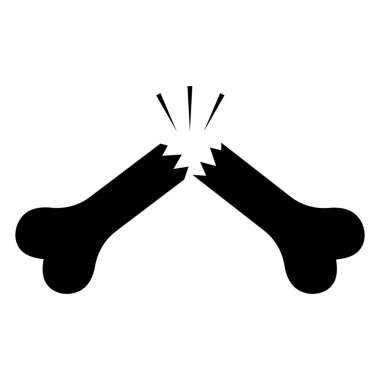 Kırık kemik simgesi, vektör kemiği iki parçaya ayrılmış.