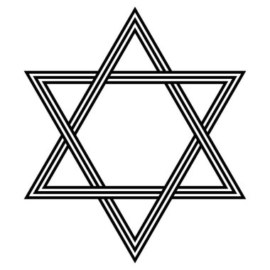 Layered six pointed star, with overlapping triangles and hexagon center