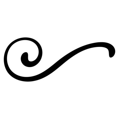 Elegant black flourish swirl curl spiral curve minimal decorative line art