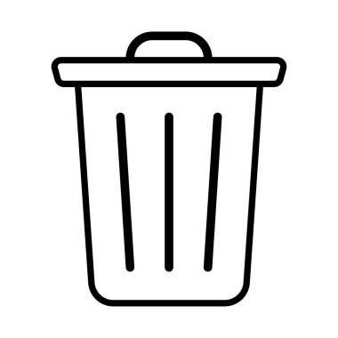 Minimalist çöp kutusu simgesi temiz siyah ana hatlı atık kutusu sembolü