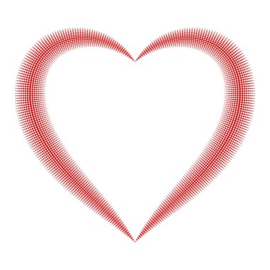 Soyut kırmızı yarım tonlu kalp çerçevesi, romantik tasarım için vektör çizimi