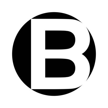 B harfi simgesi dairesel grafik tasarımında koyu siyah sembol