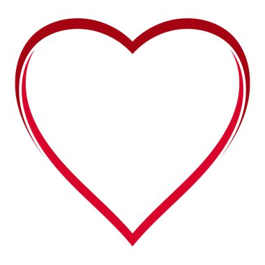 Kırmızı kalp ana hatlı ikon çift renkli aşk sembolü, zarif tasarım