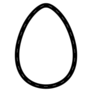 Yumurta damlası yol döngü simgesi çizgili siyah iz çizgi tasarımı