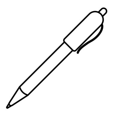 Siyah çizgili çekilebilir tükenmez kalem, koyu siyah çizgilerle.