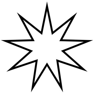 Vektör koyu siyah çizgi, dokuz köşeli yıldız patlama simgesi
