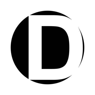 Siyah ve beyaz D sembolü Çemberin içinde, modern logo şekli