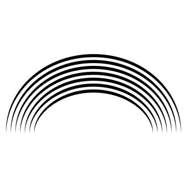 Gökkuşağı siyah yarım daire çizgileri simetrik kemer oluşturan soyut optik illüzyon grafiği