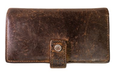 Sıkıntılı deri cüzdan aşınma, karakter ve güvenli kapanış