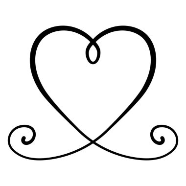 Kalp kaligrafisi kıvrımlı ve spiral bir şekilde gelişir.
