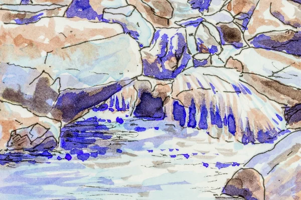 Arte fondo de agua que fluye sobre rocas en un arroyo . —  Fotos de Stock