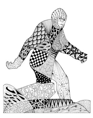 Orijinal zentangles Bigfoot çizim.