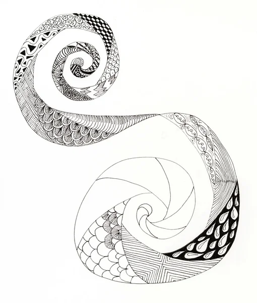 Nekompletní zentangle spirála. — Stock fotografie