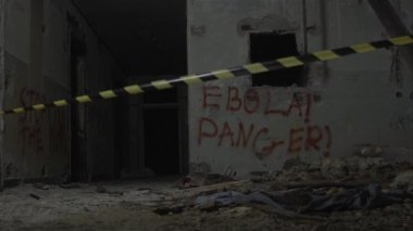 Ebola tehlike! Disinfaction bir bina
