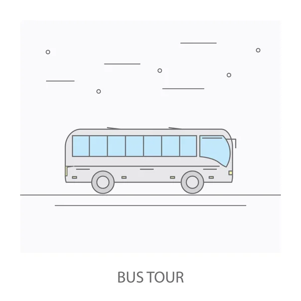 Tour en autobús. La imagen del autobús que viaja por la carretera . — Vector de stock