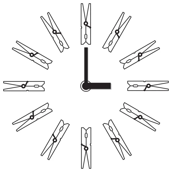 Oklarla duvar saati. Clothespin ölçeğini izle.