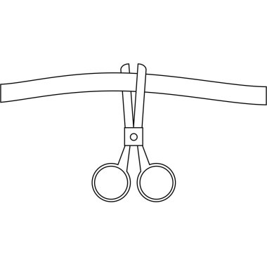 Makas şerit kesilmiş. Tarzı vektör hat kavramsal çizimi.