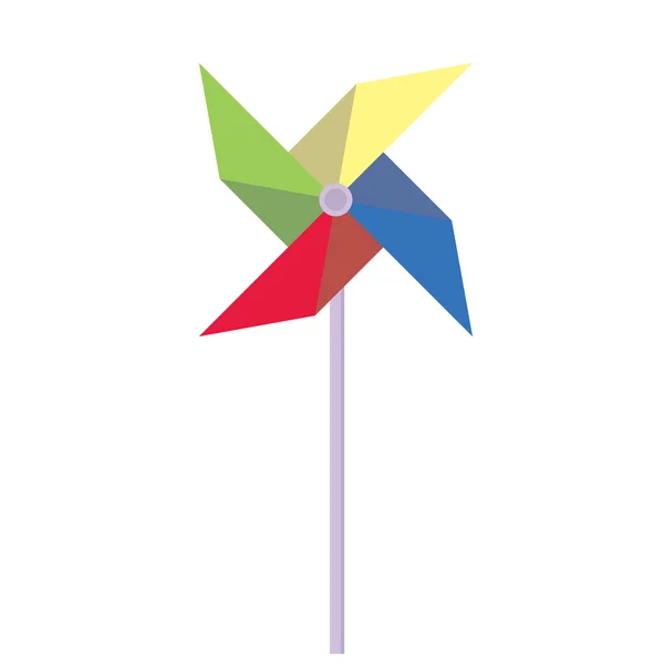 Pinwheel. Kinder speelgoed in de wind draaien. Pinwheel in een vlakke stijl. — Stockvector