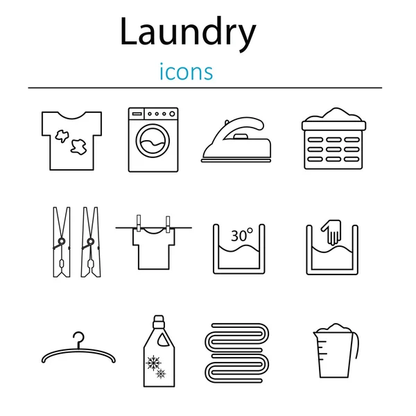 Çamaşırhane ve çamaşır simgeler. Çamaşırhane ve çizginin stilini Çamaşırhane simgeleri. 