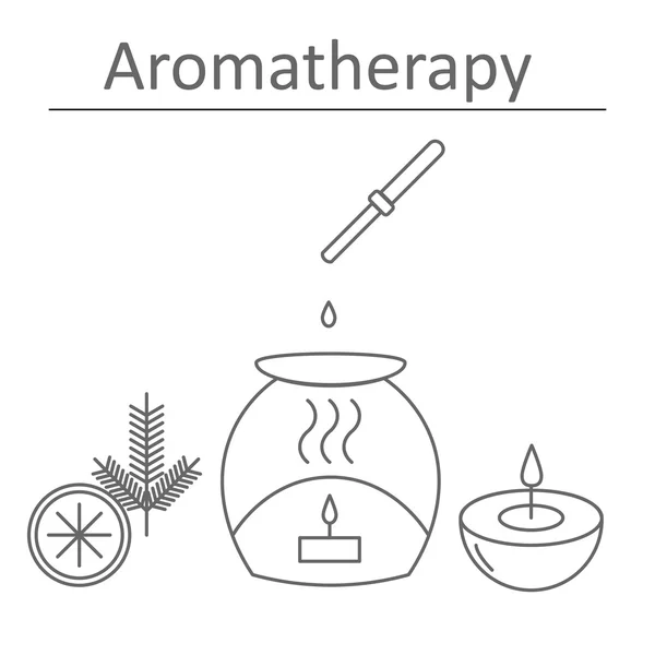 Aromatherapie. Citrus-en pijnboom geuren. De poster of een banner voor aromatherapie. — Stockvector