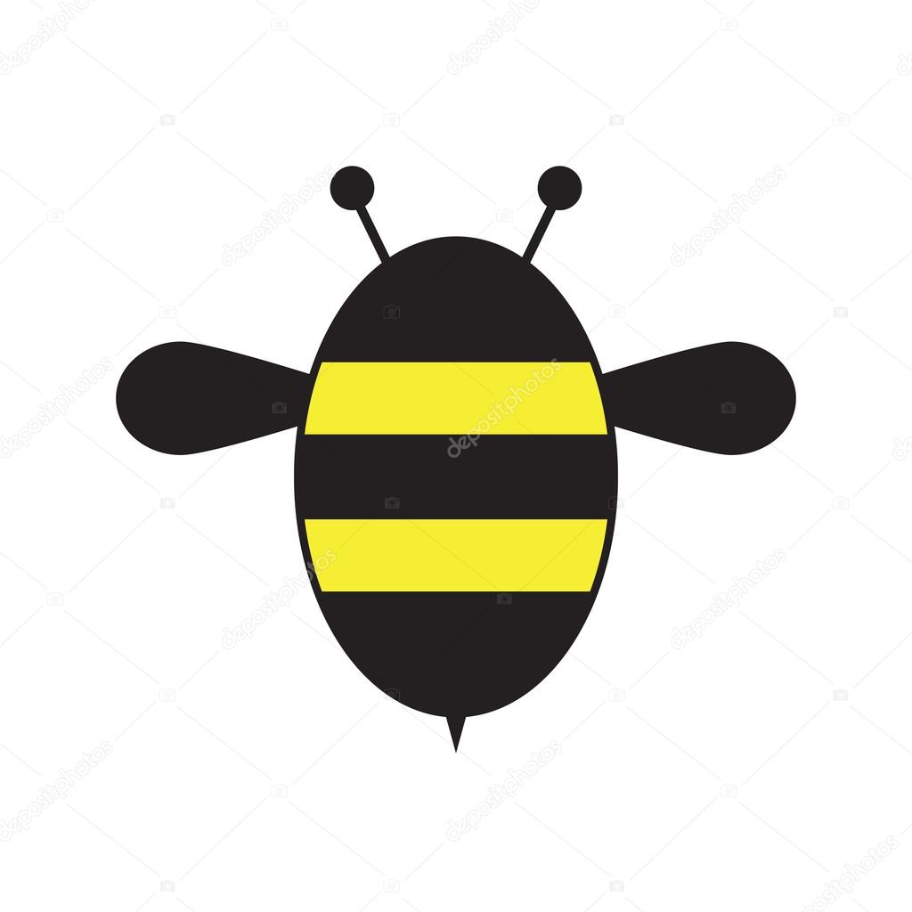 Bee. Icon bee isolated on white background. Vector illustration.