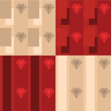 Dikdörtgenler ve soyut kalp desen