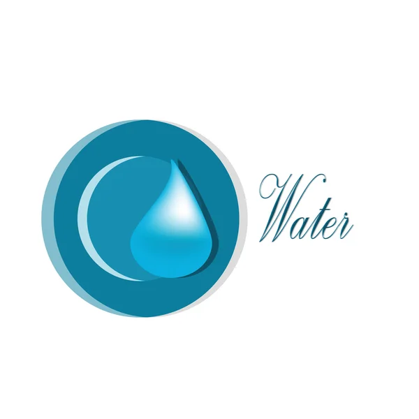 Uma gota em um fundo de círculos rotulados "água" para o logotipo —  Vetores de Stock