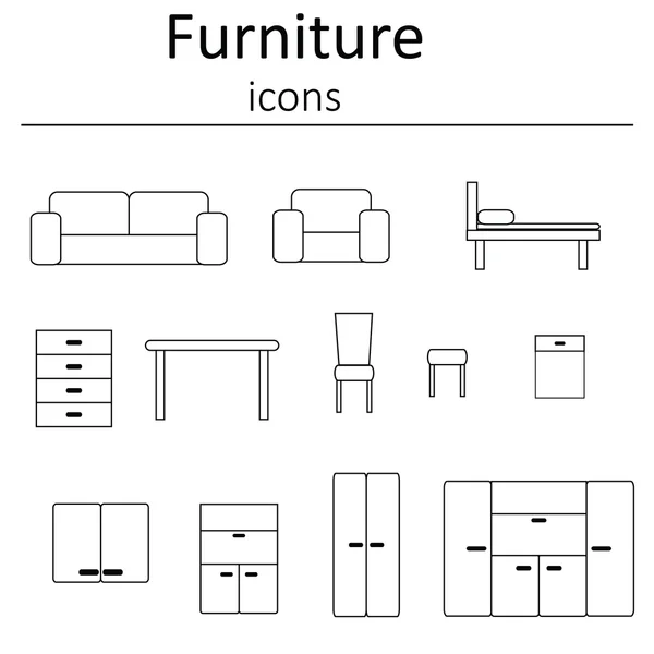 Coleção de ícones. Conjunto de ícones de móveis . —  Vetores de Stock
