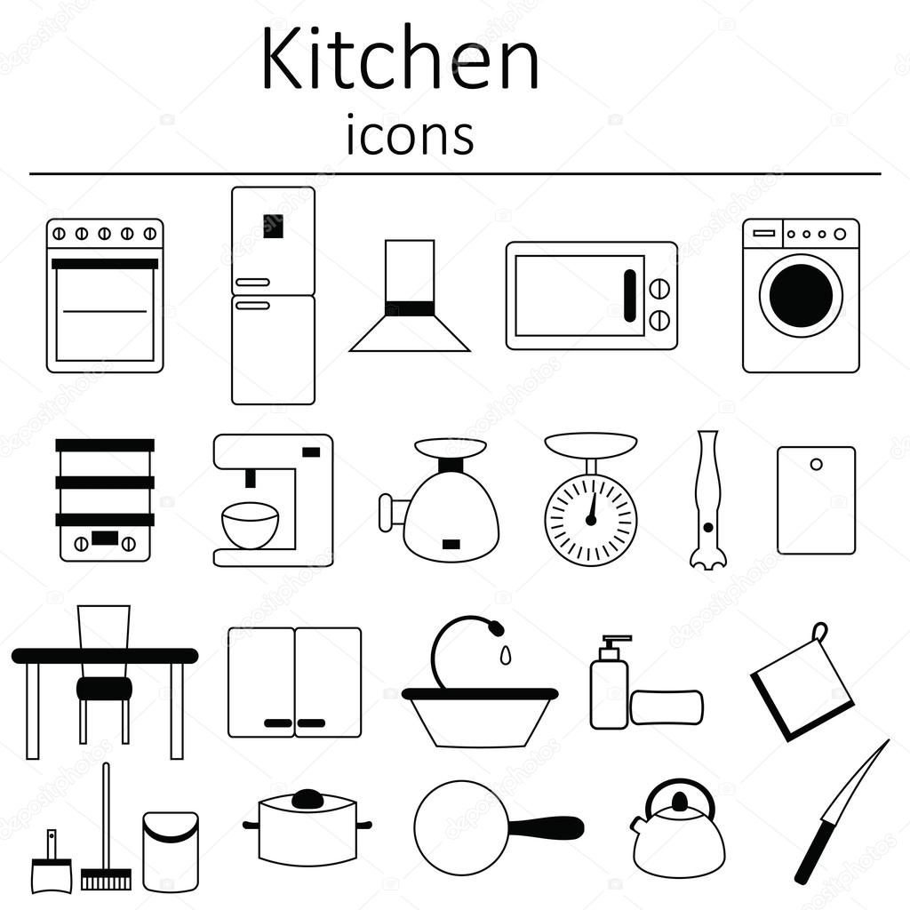Collection Of Icons Kitchen Icons From The Kitchen Kitchen Furniture Appliances And Utensils Vector Image By C Tanusha8686 Vector Stock 95145082