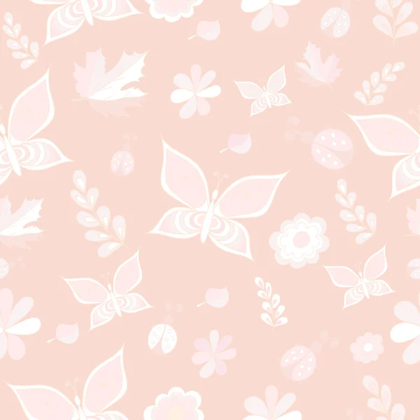 Delicate pink and white vector seamless patterns. Repeating texture — Stock Vector