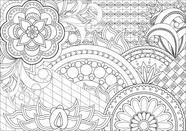 doodle flowers and mandalas clipart