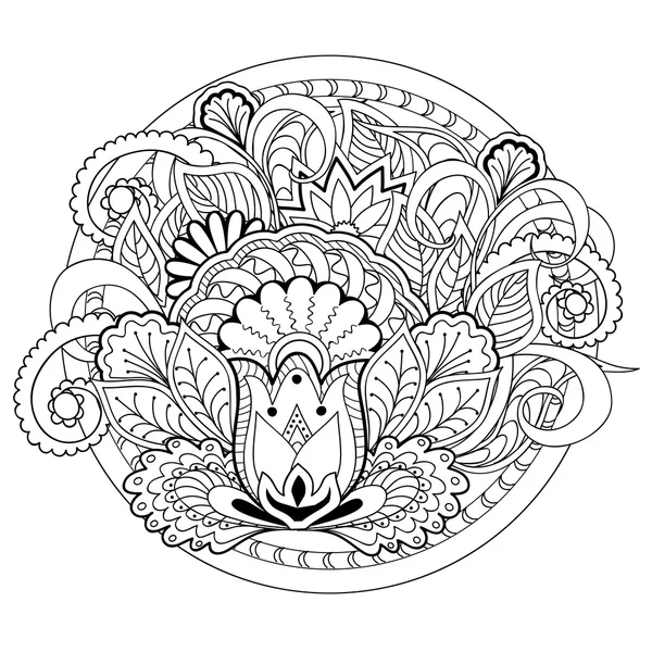 Doodle λουλουδιών, βοτάνων και mandalas — Διανυσματικό Αρχείο