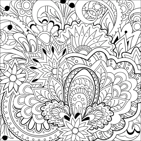 Flores de doodle zen, ervas e mandalas —  Vetores de Stock