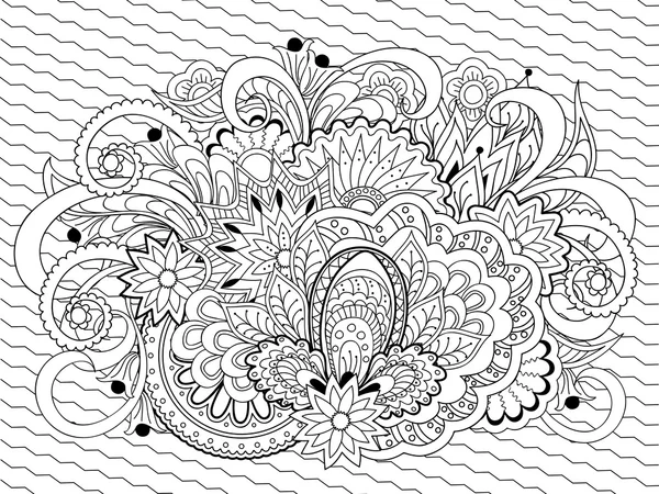Çiçek, bitki ve mandalalar doodle — Stok Vektör